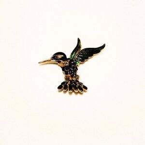 Vintage Enamel Hummingbird Brooch Colorful Humming Bird Mid-Century Statement